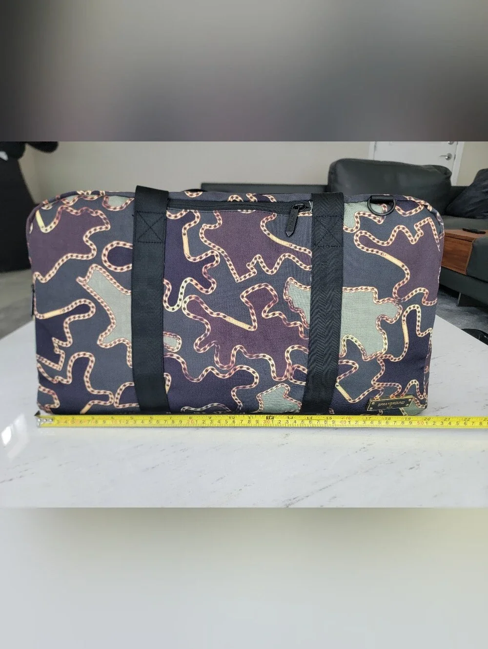 Sprayground Gold Chain Camo Duffle Bag 20